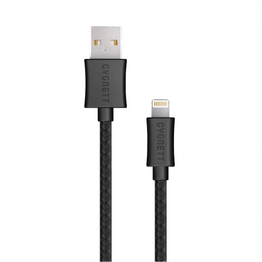 Cygnett, kabel lightning charge&sync, pleteni, 2.0m, crni